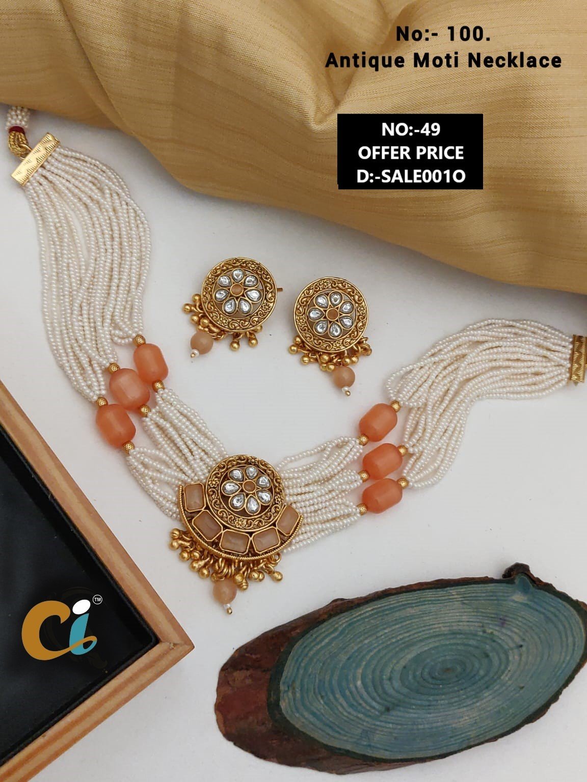 MOTI AND KUNDAN SHORT NECKLACE CHOKER