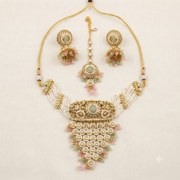 MEHNDI PALETING KUNDAN CHOKAR SET